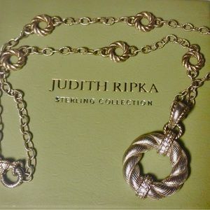 Judith Ripka Circle wreath enhancer necklace set